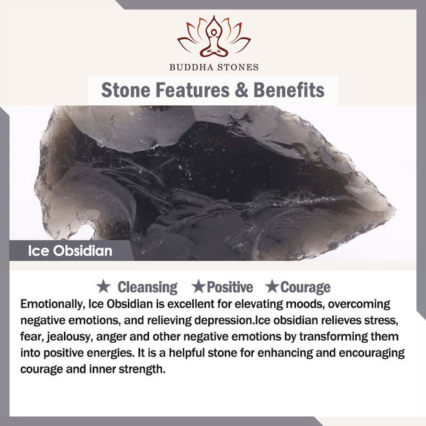 Buddha Stones Round Ice Obsidian PiXiu Peace Buckle Positive Key Chain