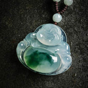 Buddha Stones Cyan Jade Luck Necklace Pendant