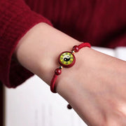 Buddha Stones Lucky Cinnabar Red String Yin Yang Symbol Bagua Blessing Bracelet Bracelet BS 9