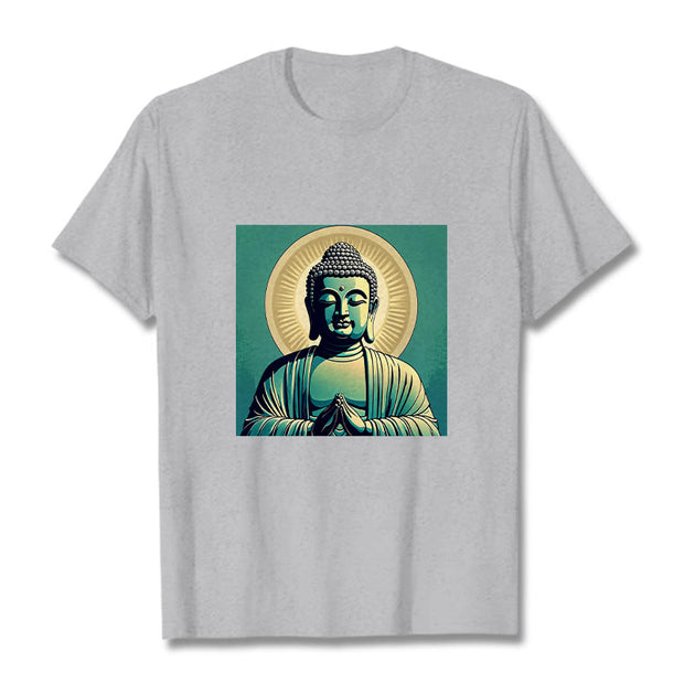 Buddha Stones Aura Green Buddha Tee T-shirt T-Shirts BS LightGrey 2XL