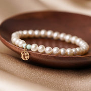 FREE Today: Release Anxiety Natural Pearl Fu Character Charm Healing Bracelet