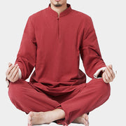 Buddha Stones Spiritual Zen Meditation Yoga Prayer Practice Cotton Linen Clothing Men's Set