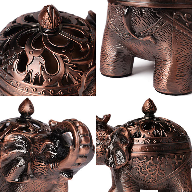 Buddha Stones Elephant Alloy Incense Holder Home Decoration Incense Burner Incense Burner BS 3