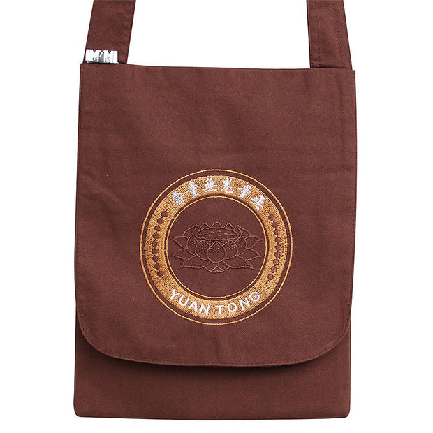 Buddha Stones Lotus Embroidered Spiritual Mind Practice Cotton Shoulder Bag Crossbody Bag - image 4