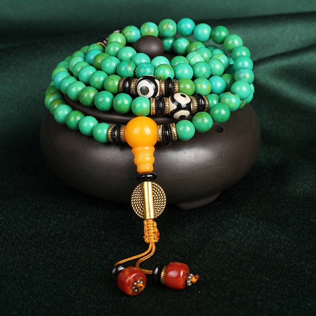 Buddha Stones Tibetan Turquoise Mala Balance Necklace Bracelet