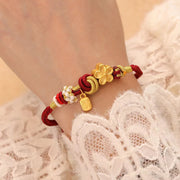 Buddha Stones Peach Blossom Happiness Charm Luck Red String Bracelet