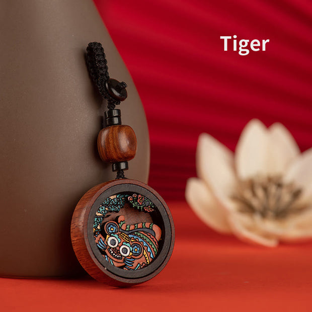 Buddha Stones Year Of The Dragon Hand Painted Chinese Zodiac Rosewood Carved Calm Key Chain (Extra 35% Off | USE CODE: FS35) - Tiger - image 11