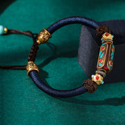 Buddha Stones Handmade Tibetan Turquoise Om Mani Padme Hum Strength Braided Bracelet