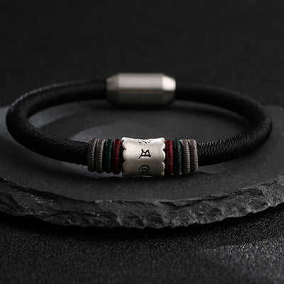 Buddha Stones 999 Sterling Silver Om Mani Padme Hum Peace Magnetic Buckle Bracelet