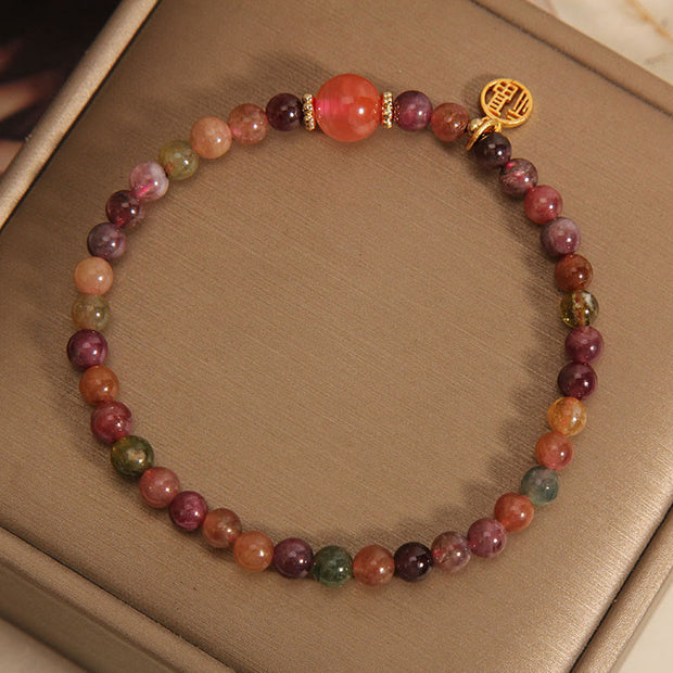 FREE Today: Improve Communication Natural Colorful Tourmaline Fu Character Positive Bracelet