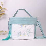 Buddha Stones Suzhou Embroidery Lotus Epiphyllum Magnolia Cotton Linen Tote Crossbody Bag Shoulder Bag Handbag 16