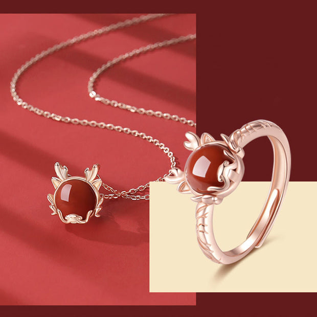 ❗❗❗A Flash Sale- Buddha Stones 925 Sterling Silver Year of the Dragon Cinnabar Red Agate Dragon Protection Bracelet Necklace Pendant Earrings Ring Bracelet Necklaces & Pendants BS 16