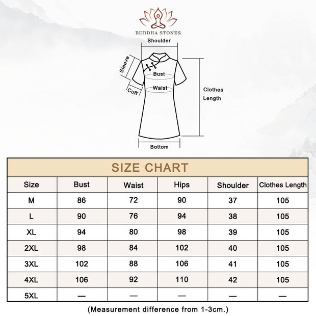 Buddha Stones Retro Flower Lotus Peony Feather Print Qipao Dress Women's Cheongsam Dress (Extra 30% Off | USE CODE: FS30) - image 2