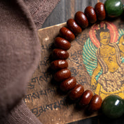 Buddha Stones Tibet Natural Purple Bodhi Seed Hetian Cyan Jade Bead Wisdom Bracelet 2