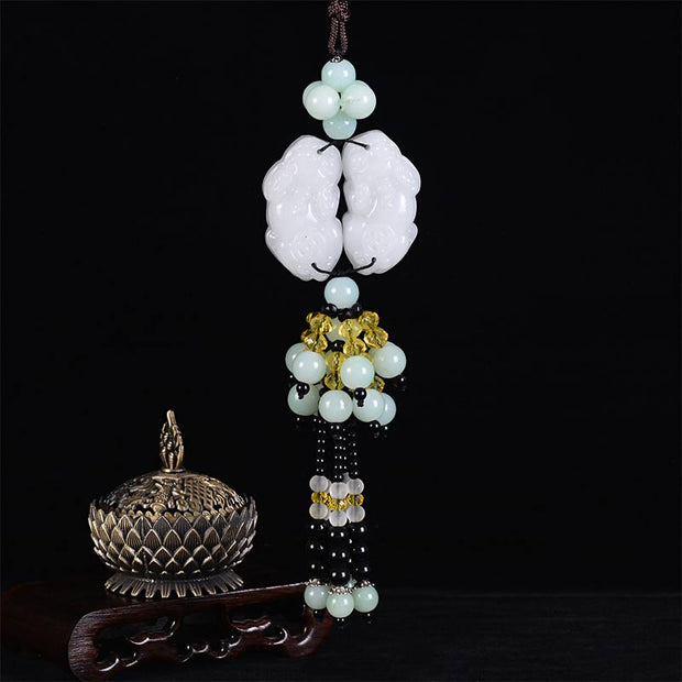 Buddha Stones FengShui Jade PiXiu Harmony Car Pendant Decoration (Extra 30% Off | USE CODE: FS30) - image 2
