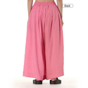 Buddha Stones Plain Color Loose Cotton Wide Leg Pants With Pockets