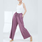 Buddha Stones Loose Cotton Drawstring Wide Leg Pants For Yoga Dance With Pockets Wide Leg Pants BS 29