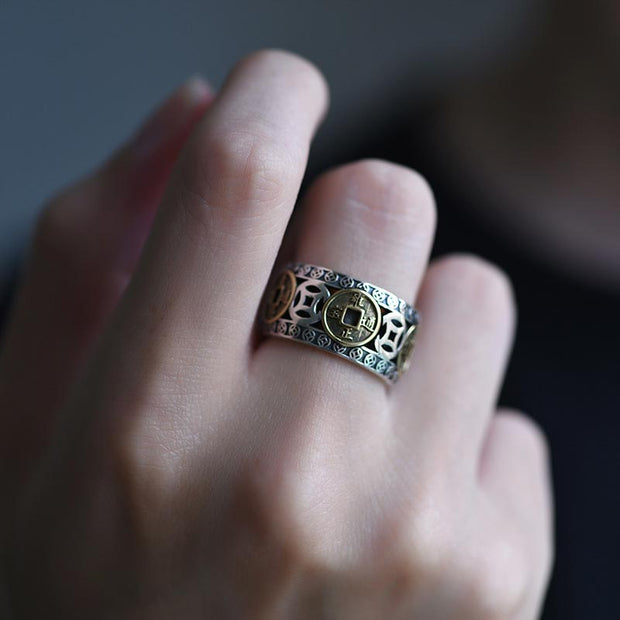 Buddha Stones Five-Emperor Coins Balance Adjustable Ring (Extra 30% Off | USE CODE: FS30) - image 6