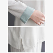 Buddha Stones 2Pcs Tang Suit Long Sleeve Shirt Top Pants Meditation Zen Tai Chi Cotton Linen Clothing Women's Set