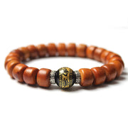 Buddha Stones Tibetan Yak Bone Om Mani Padme Hum Strength Bracelet Bracelet BS 10*8mm Black Obsidian (Purification ♥ Transformation)