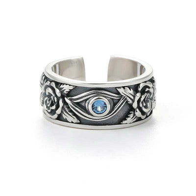 Buddha Stones Eye Of Horus Crystal Protection Adjustable Ring - image 1