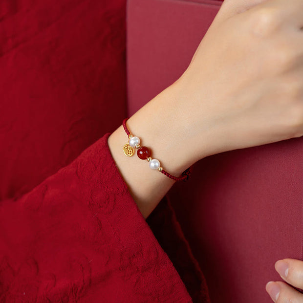 Buddha Stones 925 Sterling Silver Good Fortune Fu Character Agate Pearl Red String Braid Bracelet (Extra 30% Off | USE CODE: FS30) - image 13
