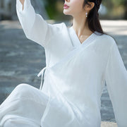Buddha Stones Yoga Cotton Linen Clothing Uniform Meditation Zen Practice Women's Set Clothes BS 14
