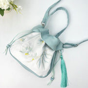 Buddha Stones Suzhou Embroidery Camellia Magnolia Peony Lotus Silk Tote Crossbody Bag Shoulder Bag Handbag
