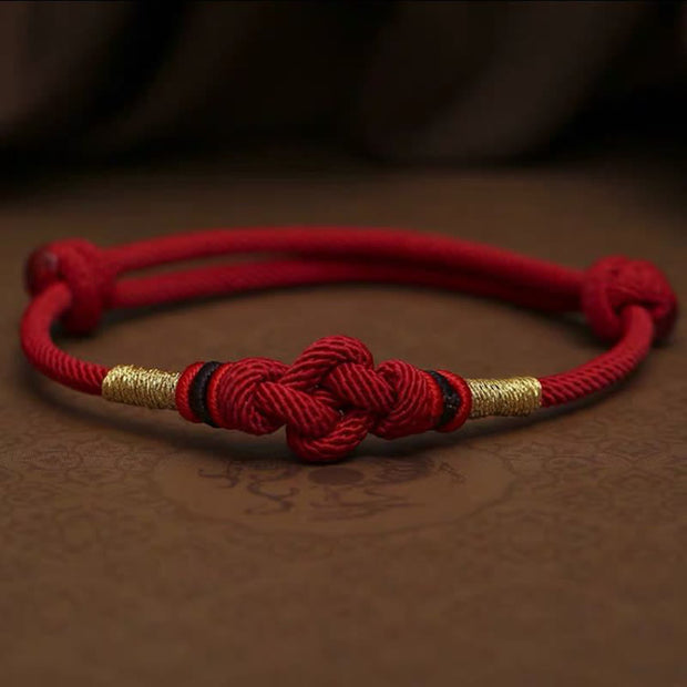 Buddha Stones Red String Jade Luck Fortune Knot Braided Couple Bracelet