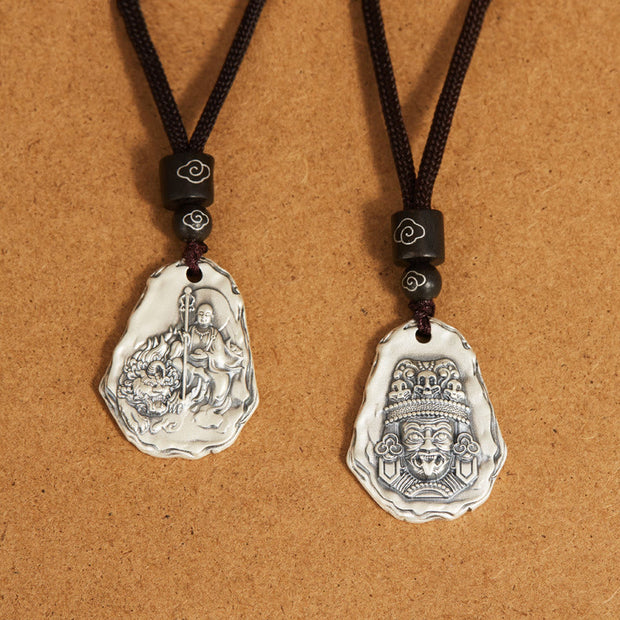 Buddha Stones 999 Sterling Silver Ksitigarbha Buddha Zakiram Goddess Necklaces Pendants Necklaces & Pendants BS 7