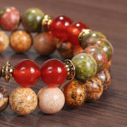 Buddha Stones Tibetan Picture Jasper Positive Lotus Bracelet Set (Extra 35% Off | USE CODE: FS35) - image 3