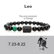Buddha Stones 12  Constellations of the Zodiac Black Onyx Adjustable Bracelet Bracelet BS Leo