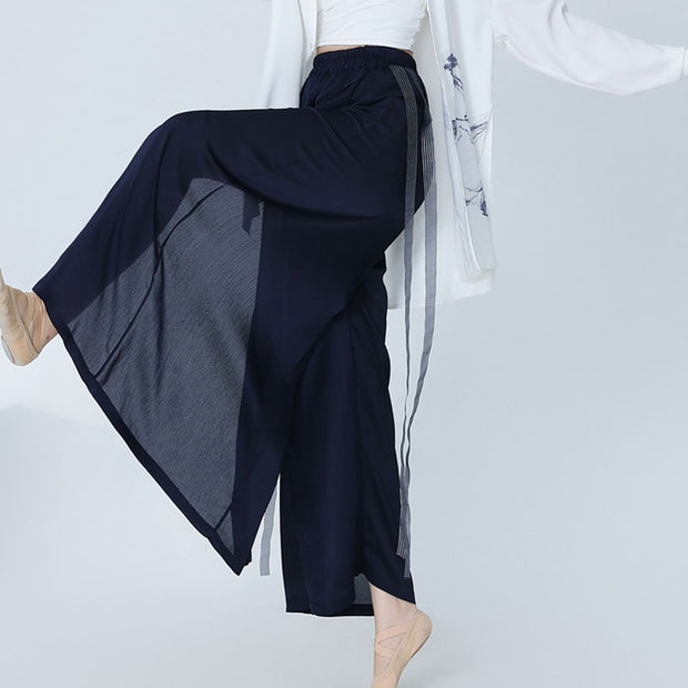 Buddha Stones 2Pcs Classical Dance Clothing Zen Tai Chi Meditation Clothing Cotton Top Pants Women's Set Clothes BS 19
