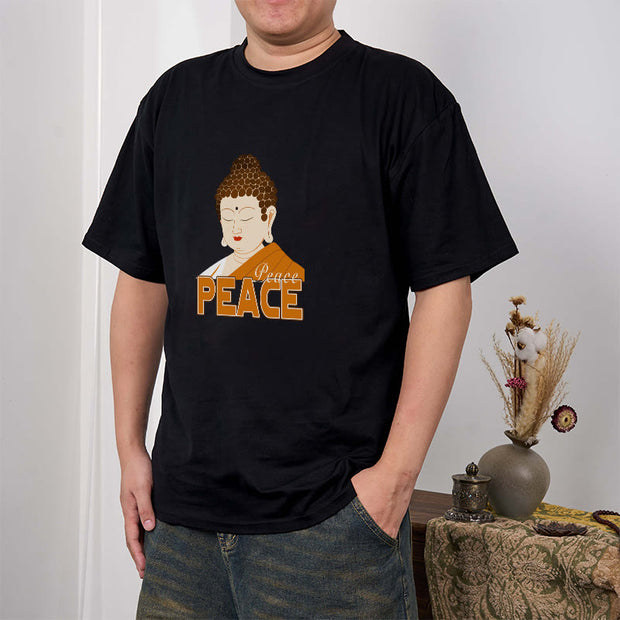 Buddha Stones Close Eyes Peace Buddha Tee T-shirt T-Shirts BS 1
