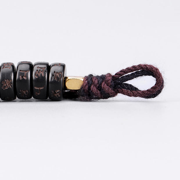 Buddha Stones Tibetan Coconut Shell Beads Engraved Om Mani Padme Hum Mantra Positive String Bracelet