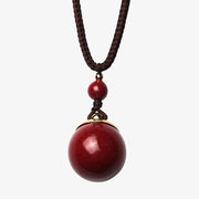 Buddha Stones Cinnabar Om Mani Padme Hum Attract Fortune Blessing Lucky Bead Necklace Pendant Necklaces & Pendants BS 4