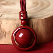 Buddha Stones Cinnabar Om Mani Padme Hum PiXiu Blessing Lucky Bead Necklace Pendant Necklaces & Pendants BS 4