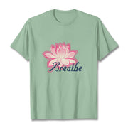 Buddha Stones BREATHE Lotus Flower Tee T-shirt T-Shirts BS PaleGreen 2XL