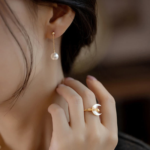 Buddha Stones Natural Tridacna Stone Moon 14K Gold Blessing Ring (Extra 30% Off | USE CODE: FS30) - image 6