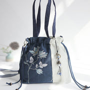 Buddha Stones Embroidered Grass Flowers Cherry Blossom Canvas Tote Crossbody Bag Shoulder Bag Handbag 10