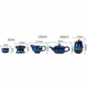 Buddha Stones Blue Gradient Color Chinese Gongfu Tea Ceramic Teapot Portable Gift Bag Box Set