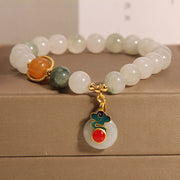 Buddha Stones Jade Auspicious Clouds Red Agate Citrine Prosperity Bracelet 1