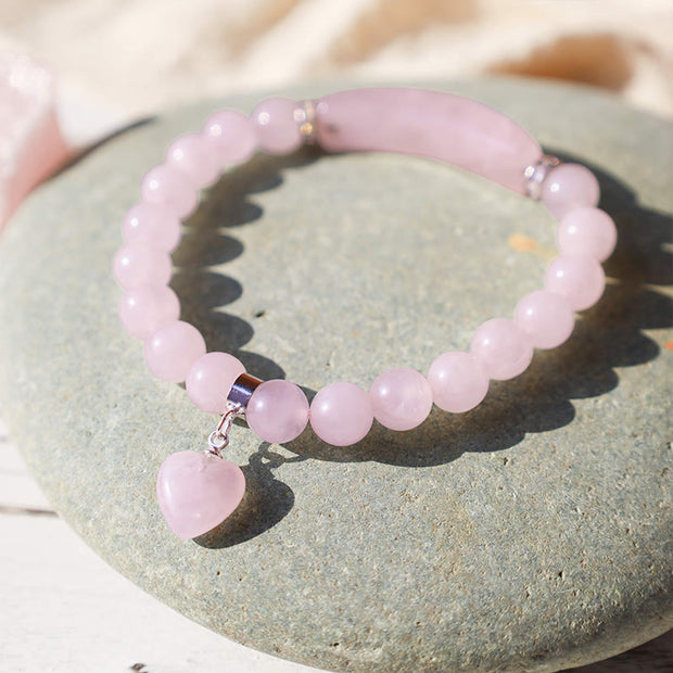 Buddha Stones Natural Quartz Love Heart Healing Beads Bracelet