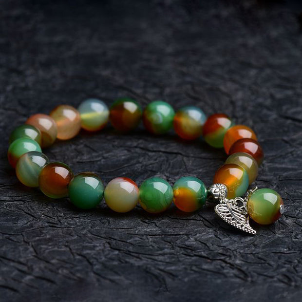 Buddha Stones Tibetan Natural Green Agate Healing Bracelet