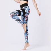 Buddha Stones Flower Petal Leaves Print Sports Exercise Fitness High Waist Leggings Women's Yoga Pants