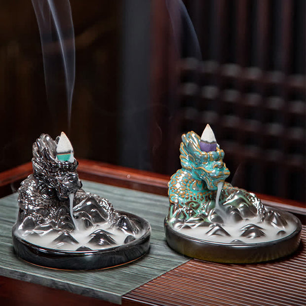Dragon Pattern Ceramic Backflow Smoke Fountain Incense Burner Decoration (Extra 35% Off | USE CODE: FS35) - image 1
