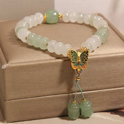 Buddha Stones Natural Tianshan Jade Abacus Beads Butterfly Prosperity Bracelet