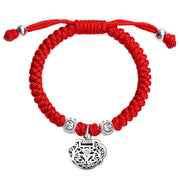 Buddha Stones 925 Sterling Silver Chinese Lock Charm Multicolored Red String Protection Handmade Braided Kids Bracelet