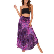 Buddha Stones Two Style Wear Bohemian Mandala Flower Water Drop Lace-up Skirt Dress