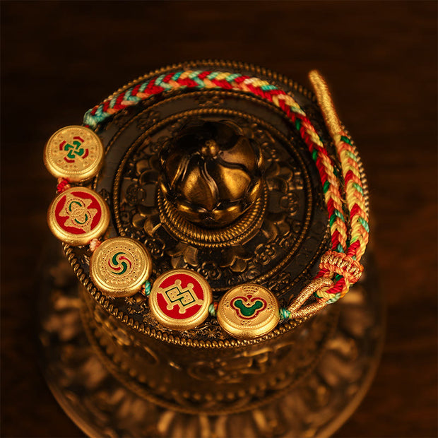 Buddha Stones Tibetan Five God Of Wealth Colorful Rope Braided Luck Bracelet